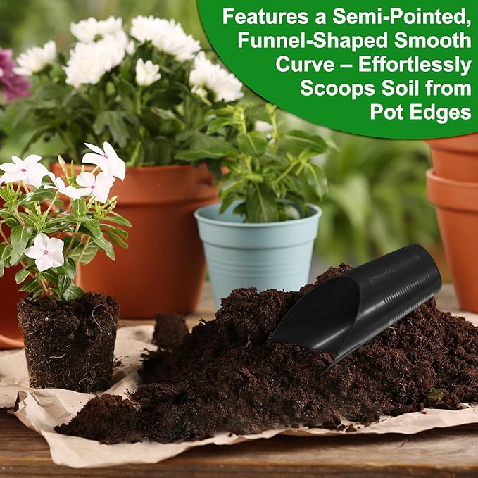 M METERXITY 3-Pack Bonsai Soil Scoops, Plastic Garden Soil Scoops Bucket Shovel Potting Scoopers for Transplanting/Flower/Plant Succulent, Colorful Small Gardening Tools [Green, Pink, Black]