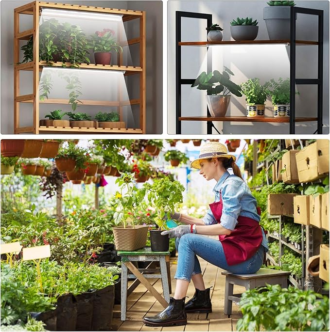 SDOVUERC 2 Bars Grow Light Strips for Indoor Plants with Auto ON/Off Timer 6/12/18H, 5 Dimmable Levels for Shelves Plant Growing(Pack 2)