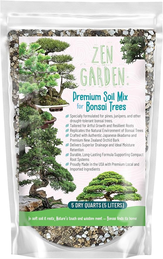 GARDENWISE Zen Garden Bonsai Soil Mix – Fast-Draining & Organic for Junipers, Pines, and Drought-Tolerant Bonsai Trees – Handcrafted in The USA with Japanese Akadama & Pumice (2 quarts)