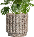 Ceramicfor Ceramic Planter - 9.6 Inch Plant Pots Indoor with Drainage Hole, Round Fluted Ceramic Flower Pots, Decorative Planter Outdoor, Home Decor, Plant Lover Gifts for Women, Leopard Print White