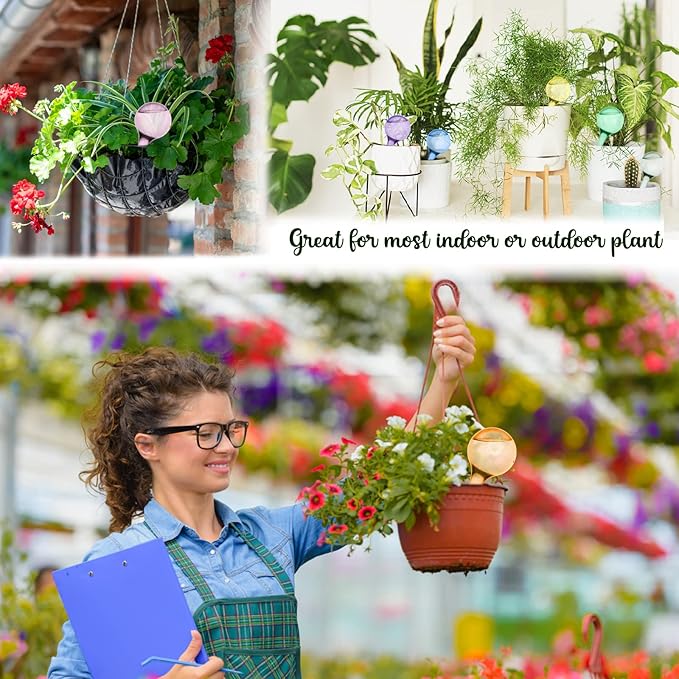 Droutti 9Pcs Plant Watering Globes 13×5 cm, Colored Self Watering Globes Automatic Watering Bulbs Plastic Plant Water Globes Drip Irrigation Device for Indoor Outdoor Plants