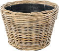 Kouboo Rattan Planter Basket with Plastic Pots Planters Flower Pots Decorative Fall planters for Front Porch Whiskey Barrel Basket Indoor Outdoor Plant Pots Medium