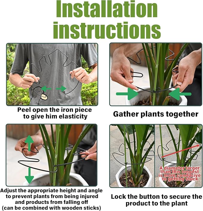 Yohsnor 5PCS Monstera Plant Stem Support - 11 * 9.4 Inches, Durable Metal Stake Holder, Adjustable for Indoor Plant Leaf Support. Gentle Clips for Enhanced Stability for Plant Lovers!