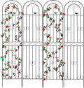 4 Pack 86.7" H x 19.7" WMetal Garden Trellis with Black Coating, Wire Lattice Grid Panel for Climbing Plants Outdoor Roses Vine Cucumbers Vegetables Flower Support (86.7" H, 4 Pack)
