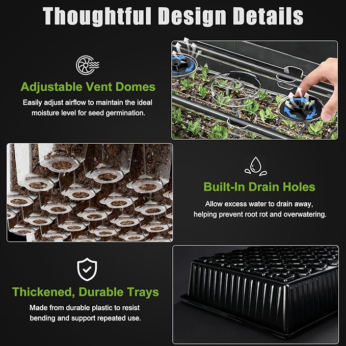 60 Cell Self-Watering Seed Starter Tray with Grow Light and Heat Mat,Seed Starter Kit,Humidity Domes,Auto Timer,Flexible Brightness Seedling Starter Trays for Seed Starting & Seeds Growing