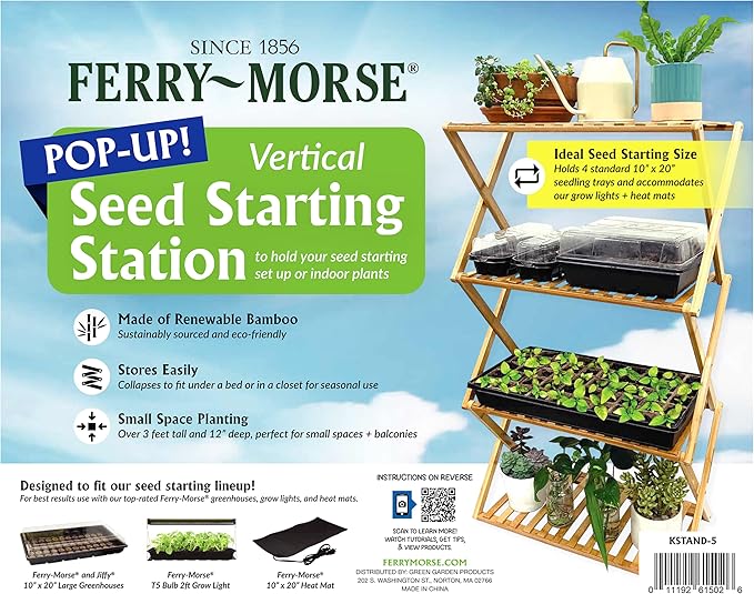Ferry Morse Plant Stand - Multi-Tier Seed Starting Station for Seedlings - Indoor - Bamboo