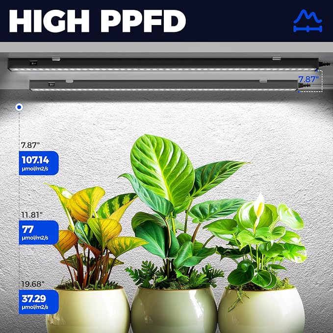 Barrina T5 Grow Lights, 2FT 80W(8 x 10W) Black Cover, LED Plant Growing Lamp for Indoor Plants, Full Spectrum Grow Light Strip with Switch, Magnetic Installation, Plug and Play, 5000K White, 8 Packs
