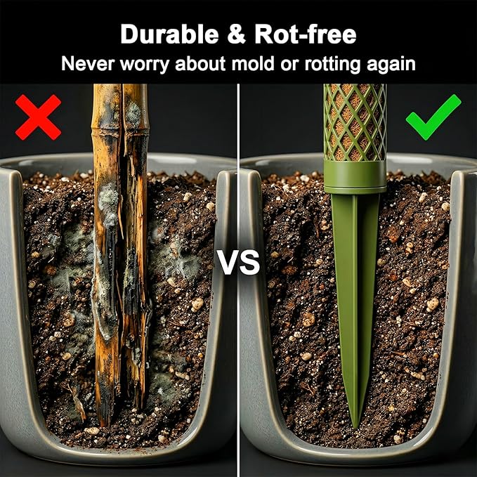 Moss Pole Monstera Plant Support - 42.5" Stackable D-Shape Stakes for Indoor Plants - No-Rot Plastic Sticks & Tall Trellis for Pothos Climbing Vines Houseplant