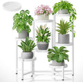 7 Tier Large Plant Stand Indoor, 7.9 Inch Wide Tall Corner Metal Plant Stands Outdoor for Multiple Plants, Folable Tiered Flower Display Holder Rack Shelf for House Patio Garden - WhiteFloroma