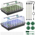 Pawfly Seed Starter Trays, 2 Pack 80 Cells Seed Starter Kit with Adjustable Grow Light Bars & 3.5" Humidity Domes, Seeding Tray with Lids, Reusable Plant Germination Trays for Seed Starting