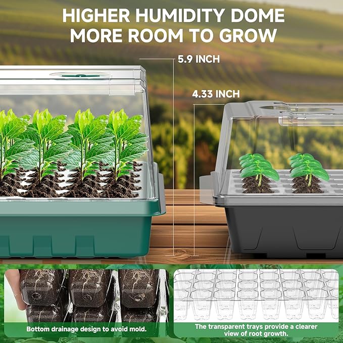 Adawook Seed Starter Trays with Grow Lights, Color Change Grow Lights for Seed Starting Kit, 3 Timming Set, Indoor Plant Growing Kit for Gardeners, Germination Trays Kits, Gardening Gifts (240 Cells)