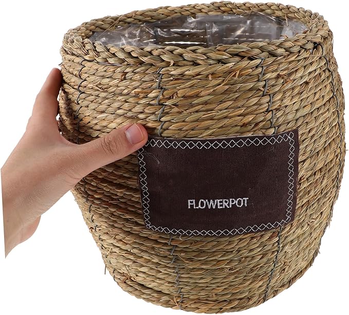 NUOBESTY Wicker Flower Basket Planter Indoor Outdoor Woven Plant Pot Medium Large Rattan Planter Basket for Home Garden Decorative Storage Holder