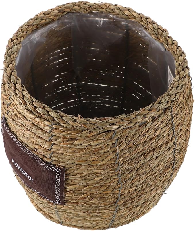 Levemolo Handwoven Rattan Planter Basket for Indoor Outdoor Plants, Large Straw Wicker Flower Pot with Natural Seagrass Weave, Decorative Plant Holder for Home Garden Balcony