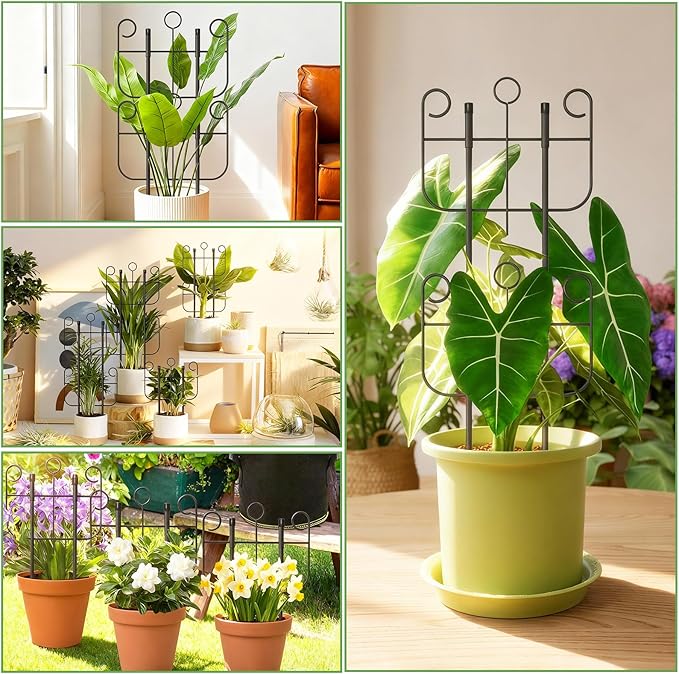 4 Pack Trellis for Climbing Plants Indoor, Expandable Heavy-Duty Metal Trellis for Potted Plants Outdoor, Flowers Vine Ivy, Sturdy Houseplant Pothos Plant Climber Support