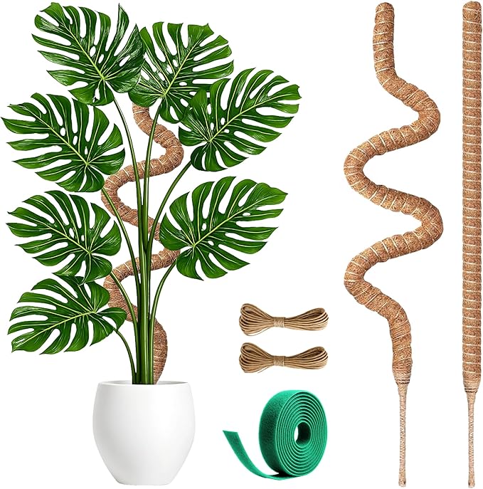 2 Pack 30 Inch Moss Pole for Plants, Moss Poles for Climbing Plants Monstera, Handmade Coco Coir Plant Pole, Monstera Plant Support for Plant Grow
