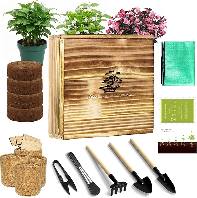 Bonsai Tree Growing Kit - All-in-One plant repotting mat Gardening Tools & User Manual, Unique Gift for Plant Lovers (Seeds Not Included)Gardening Gifts for Women Men Mom Father Birthday Thanksgiving