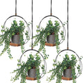 Geelin 4 Pack Plant Hanger with Wood Base Hanging Window Planter Boho Macrame Hanging Potted Plant Holders for Indoor Outdoor Window Wall Ceiling Home Decoration, Pot & Sapling Not Included (Brown)