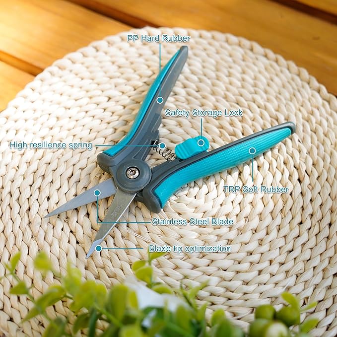 CYRUS 6" Pruning Snips - Precision Micro-Tip Garden Shears for Flower Cutting, Bonsai Trimming, and Indoor Plant Care, Stainless Steel Floral Scissors for Fresh Flowers, Stems, and Small Branches
