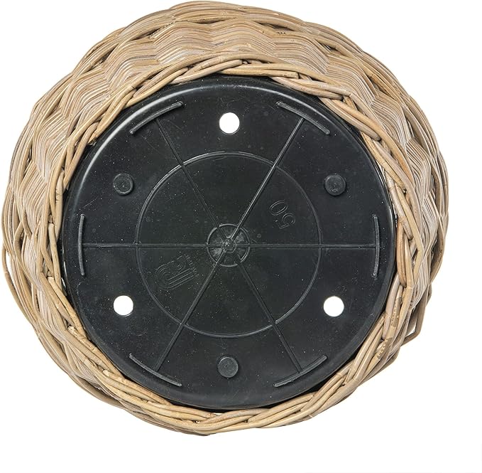 Kouboo Rattan Planter Basket with Plastic Pots Planters Flower Pots Decorative Fall planters for Front Porch Whiskey Barrel Basket Indoor Outdoor Plant Pots Large