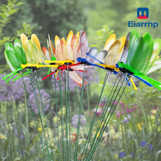 3D Decorative Dragonfly Garden Stakes Dragonflies Garden Decorations for Yard Patio Lawn Plant Flower Pot Decor, 25 Pcs