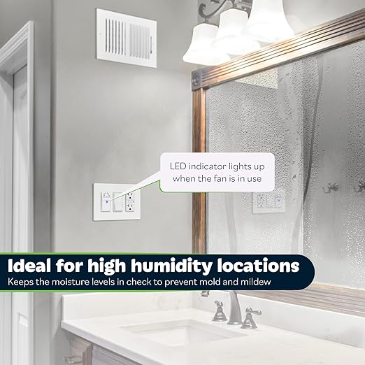 TOPGREENER Humidity Sensor and Fan Control Switch, Ventilation Fan Humidity Sensor Switch, Neutral Wire Required, TDHS5, 2-Pack (Wall Plate Included)