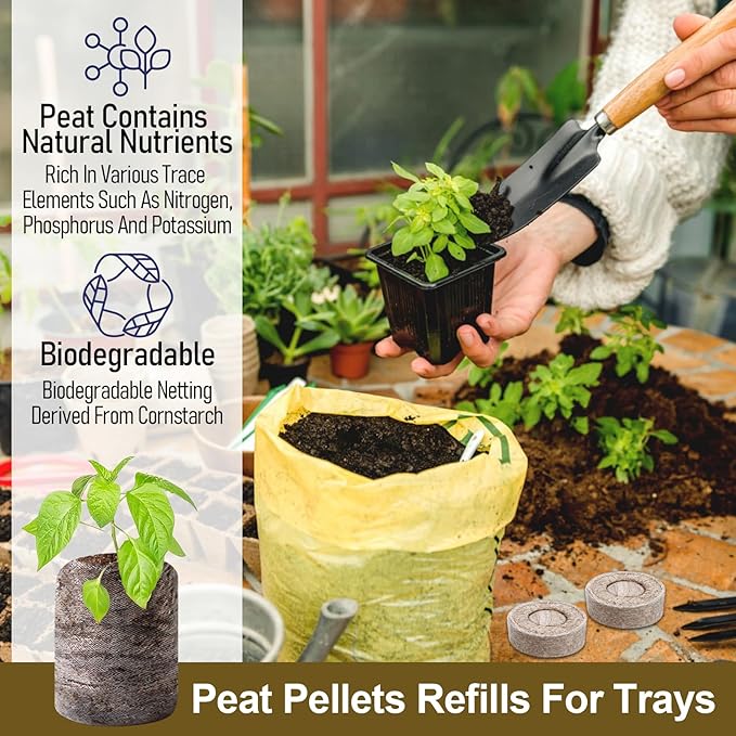Legigo 300 Pcs 40mm Seed Starter Peat Pellets for Seedlings- Compressed Seed Starter Pods Seed Starting Pellets Plugs Soil Peat Pods for Starting Seeds, Garden Planting Herb Flower Vegetables
