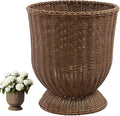 12 Inch Handwoven Boho Wicker Basket,Woven Decorative Storage Basket and Planter for Porch Patio Backyard Home Garden