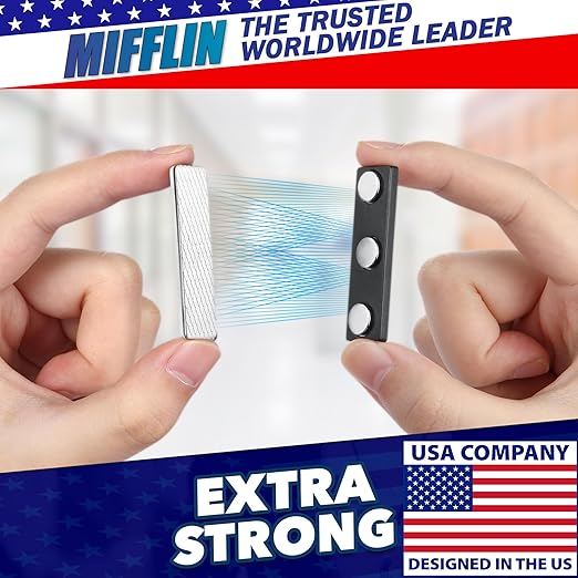 Mifflin-USA - Name Tag Magnets - 200 Pack, 1.75 x 0.5 Inches - Premium ID Badge Holder with 3 Extra Strong Neodymium Magnets