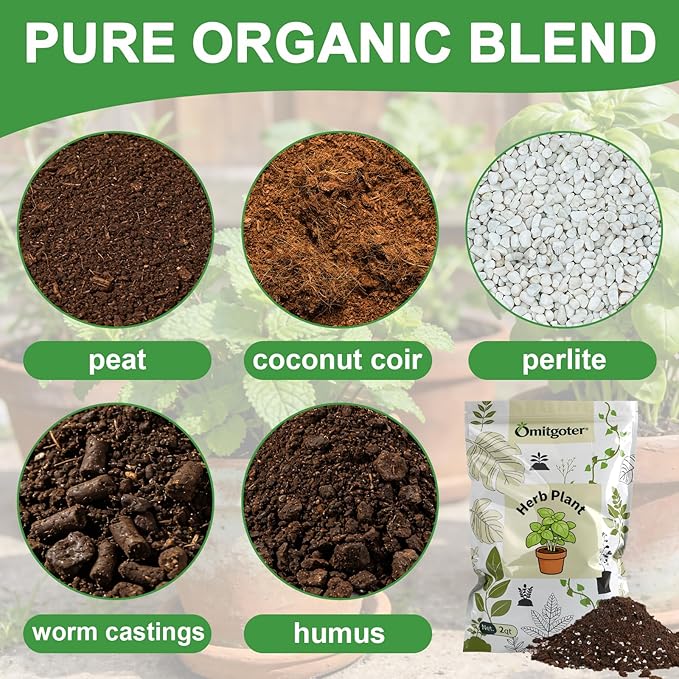 Organic Potting Soil Mix for Indoor Plants & Herb Gardens 1qt- All-Purpose Nutrient-Rich Natural Soil