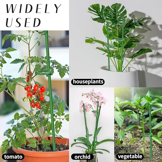 40 Pcs Plant Support Stakes, Garden Stakes for Indoor Plants, Tall Adjustable Plant Sticks with 40 Clips and 20 Connectors for Monstera, Tomato, Vine Potted Plants