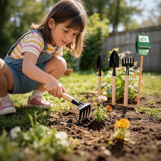 Soil Moisture Meter Garden Tools Set - 4 in 1 Plant Water Meter with Mini Shovel, Trowel & Hand Rake for Indoor Outdoor Plants, Succulents, Bonsai, Houseplants