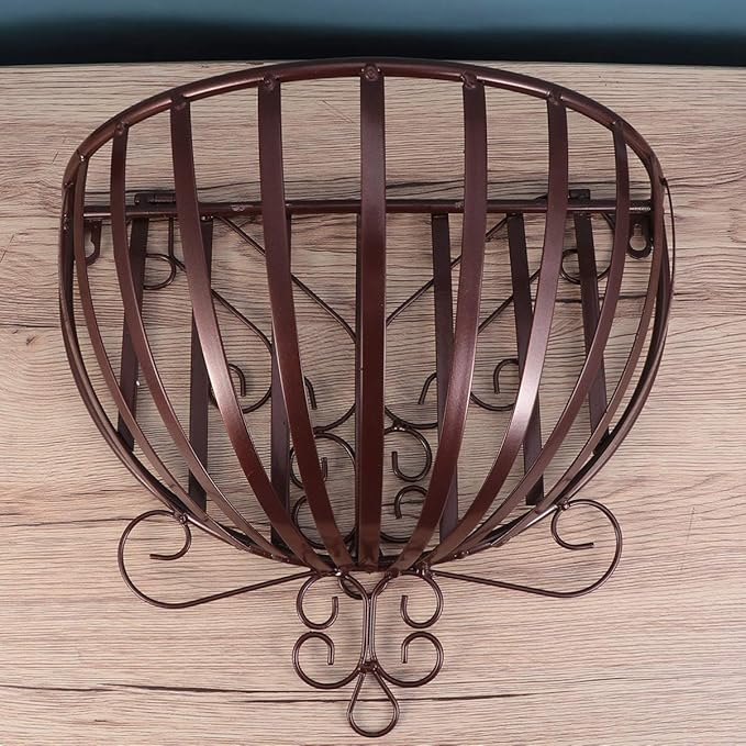 YARNOW Wall Mounted Planter Basket European Style Iron Flowerpot Rack Semicircular Plant Pot Holder for Balcony Garden Porch Windowsill Decoration 20.9X13.8X6.3 Inches