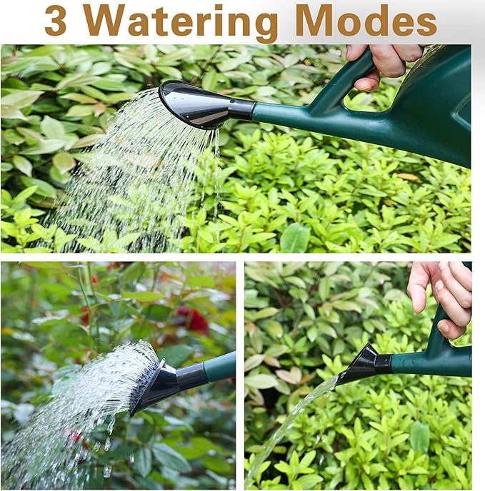 2+ Gallon Watering Can for Outdoor Plants,Large Garden Watering Can with Long Spout, Lid and Detachable Sprinkler Head, Leak Proof Heavy Duty Plastic Watering Pot for Indoor Plants - 9L