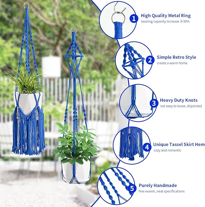 SFENNGPET Macrame Plant Hangers, 6Pack Hanging Planters for Indoor Plants w/ 6 Set Hangers Kit Handmade Macromay Plant Hangers Indoor Flower Pots Holder Stand for Boho Home Décor (POTS NOT Included)