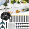 HIRALIY 360° Adjustable Drip Irrigation System 165FT, 1/4" Tubing with Adjustable Copper Nozzles, Automatic Atomizing Watering Kit for Garden, Yard, Lawn, Greenhouse & Potted Plants