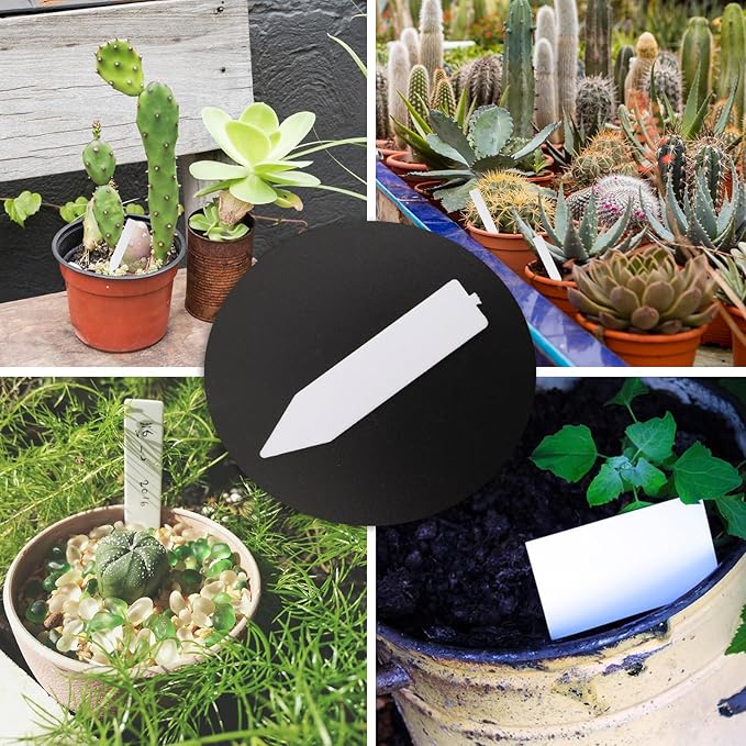 Quluxe 100 Pcs 2 Inch Waterproof Plant Tags Plastic Reusable Plant Label Markers Stakes for Garden Greenhouses, White