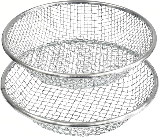 2PCS YUEBM Gardening Sand Soil Compost Sifter Perfect for 5 Gallon Bucket, 1/4 Inch Mesh, 3/8 Inch Mesh