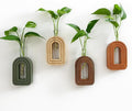 GRID FORTE Wood Wall Arched Propagation Vases (Set of 4), Hanging Plant and Flower Vases, Home Decor Boho Wall Decoration for Living Room Bedroom
