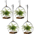 hismocal 4 Pack Hanging Planters for Indoor Plants,Plant Hanger with Sturdy Wood Base,Modern Boho Macrame Plant Hanger,Wall Ceiling Window Stands(Plants/Pots Not Included)