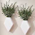 Chunful 2 Pcs Wooden Wall Planter Decor Hanging Fake Plants Greenery Flowers Holder Vase Boxes for Wall Bohemian Farmhouse Room Kitchen Office Indoor Decoration(White,7.1 x 4.7 x 1.2 Inches)