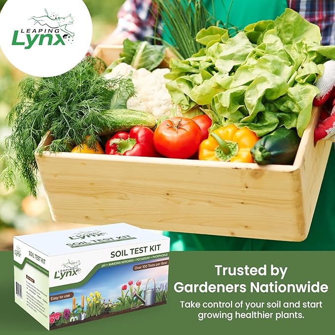 Complete Soil Test Kit – Measures pH, Nitrogen, Phosphorus & Potassium | 100+ Tests for Garden, Lawn & Flower Beds | Easy At-Home Soil Analysis Kit | Leaping Lynx