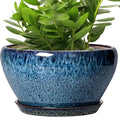 Ceramicfor Ceramic Planter 11 Inch - Ceramic Pots for Plants Indoor Outdoor, Large Plant Pot with Drainage Hole and Saucer, Decorative Round Planter, Plant Lover Gifts, Garden Decor, Blue