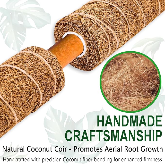 Soupiar 2 Pack 22 Inch Stackable Moss Pole - Thick & Sturdy Natural Coir Totem Plant Support & Garden Stakes for Monstera & Pothos, Indoor Climbing Vining Houseplants, 38" H Max
