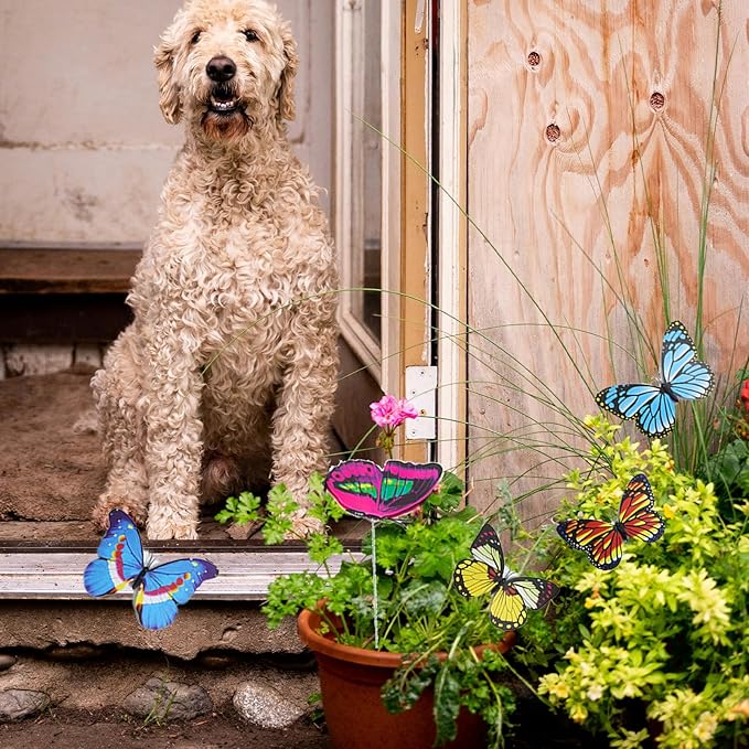 3D Decorative Butterfly Garden Stakes Fake Butterflies Garden Decorations for Yard Patio Lawn Plant Flower Pot Decor, 24 Pcs