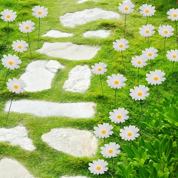 Garden Stakes Decor,10Pcs Garden Stakes Decorative Outdoor Lawn Pathway Patio Plant Pot Art Stick Yard Art Decorations for Pot Lawn Patio Corridor Flower Bed Outdoor Plant (Sunflower 10PCS)