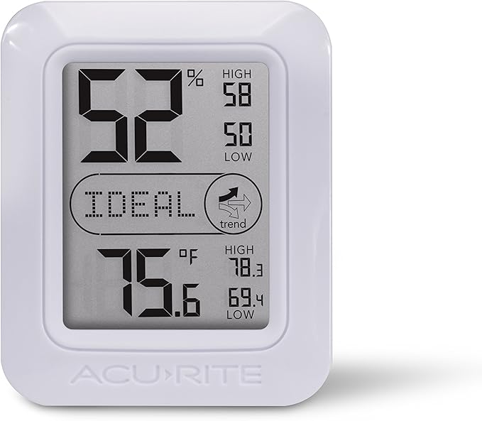 AcuRite Indoor Digital Thermometer & Hygrometer with Temperature and Humidity Gauge and Comfort Levels (01131M) , White