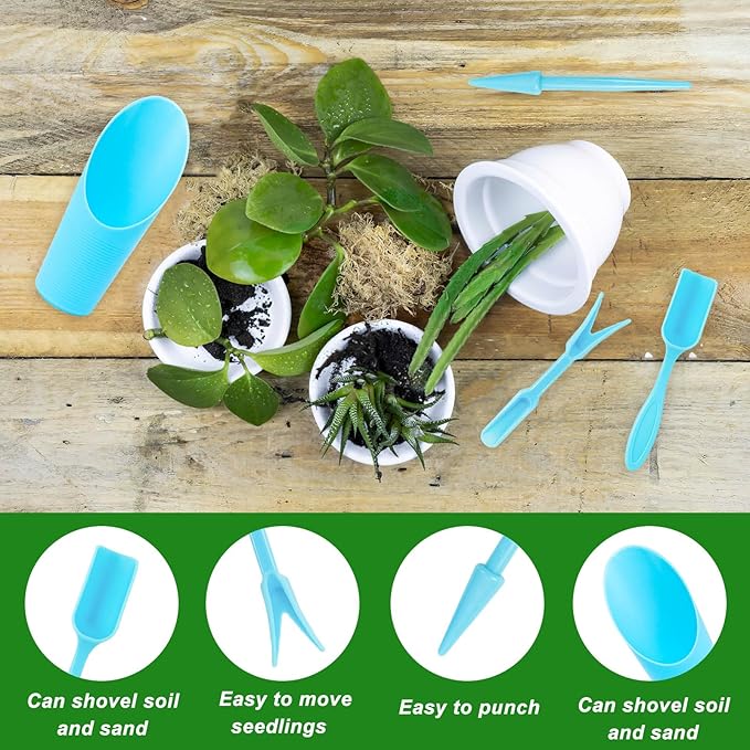 12 pcs Plastic Succulent Soil Scoop,Succulent Care Plastic Kit, Colorful Mini Garden Tool Set for Flower Succulent Planting,Transplanting,Weeding (Multicolor Series)