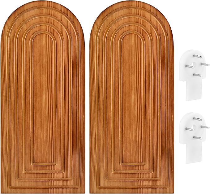 Set of 2 Wooden Wall-Mounted Vases for Dried Flowers, Boho Hanging Planters with Invisible Nails, Modern Farmhouse Home Decor for Living Room, Bedroom, Entryway, Bathroom