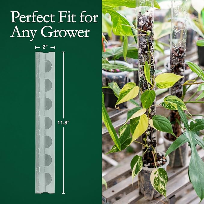 THICCLY V3 GrowPole Small 10 Pcs - Front Opening Plastic Moss Poles for Climbing Plants, D-Shaped Moss Pole for Monstera Plant Support Plant Climbing Pole, Plastic Plant Pole Support for Philodendron