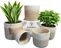 Planter Basket Set – 5-Piece Handwoven Jute Planter Basket for Home Decor, Nursery, or Indoor Plants (5'' to 8'' Diameter, 4.75'' to 7.75'' Height) – Fold & Wrinkle Free - Speckled Gray with White Top